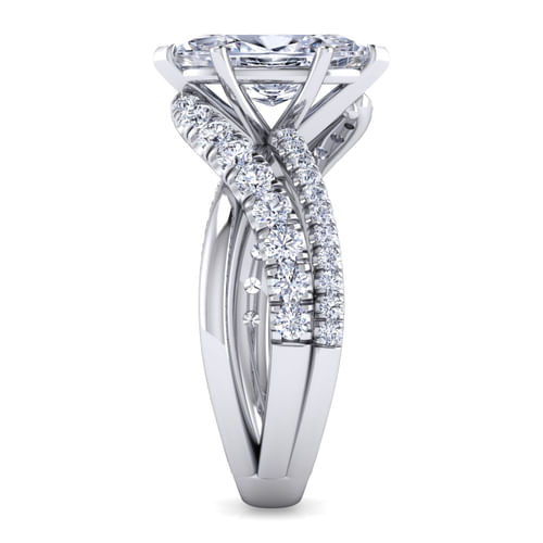 Platinum Marquise Shape Free Form Diamond Engagement Ring