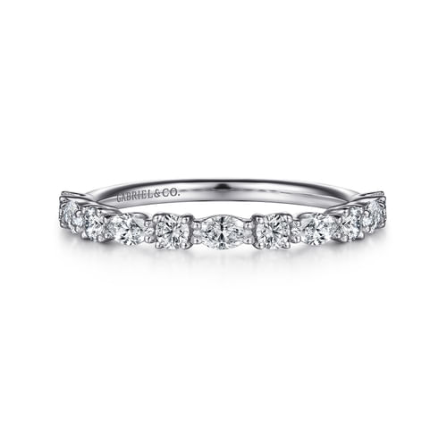 Platinum Marquise and Round Diamond Anniversary Band