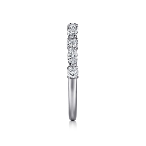 Platinum Marquise and Round Diamond Anniversary Band
