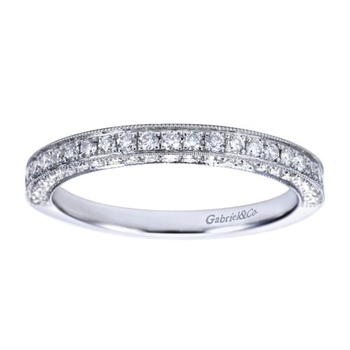 Platinum Micro Pavé Diamond Wedding Band
