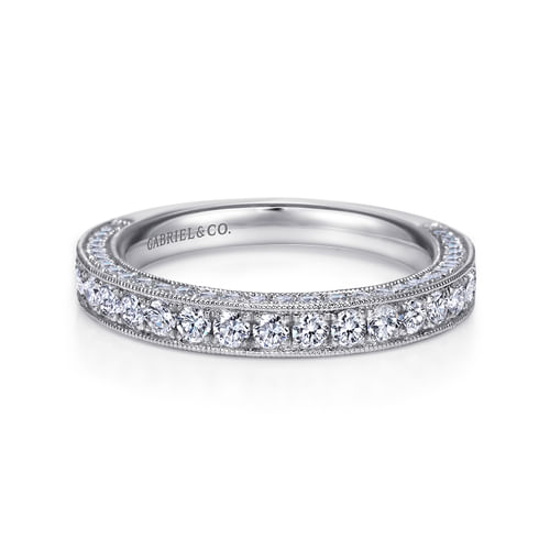 Platinum Micro Pavé Diamond Wedding Band