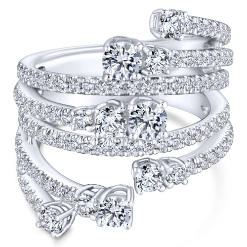 Platinum Multi Row Diamond Statement Ring
