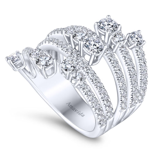 Platinum Multi Row Diamond Statement Ring