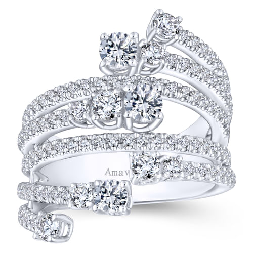 Platinum Multi Row Diamond Statement Ring