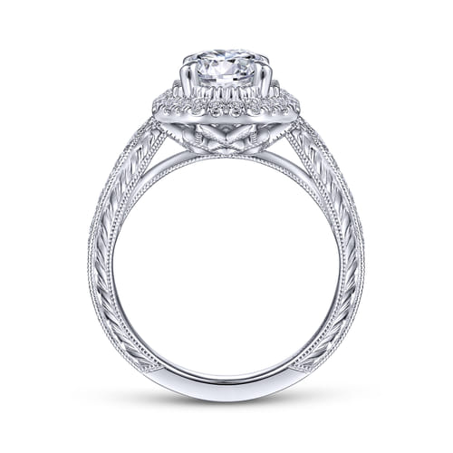 Platinum Octagonal Halo Diamond Engagement Ring