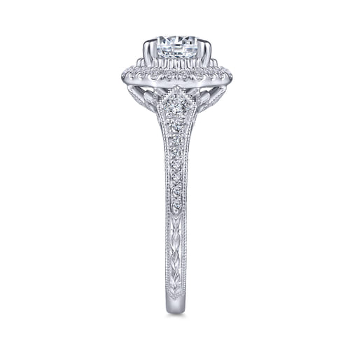 Platinum Octagonal Halo Diamond Engagement Ring