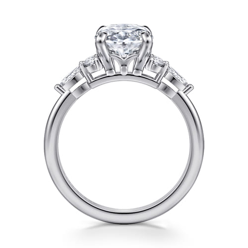Platinum Oval Diamond Cluster Engagement Ring