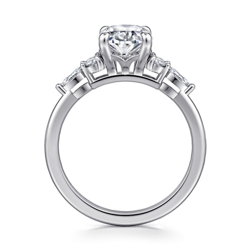 Platinum Oval Diamond Cluster Engagement Ring