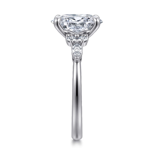 Platinum Oval Diamond Cluster Engagement Ring