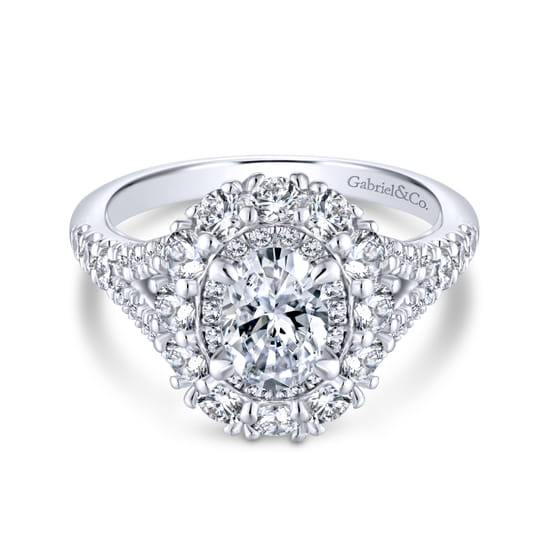 Gabriel - Platinum Oval Double Halo Diamond Engagement Ring Gabriel - Platinum Oval Double Halo Diamond Engagement Ring