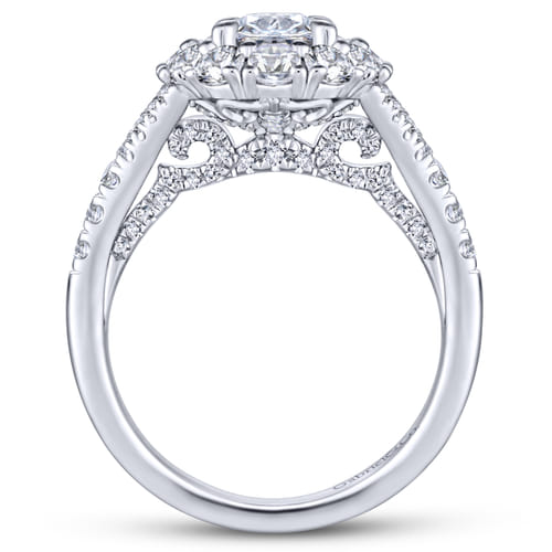 Platinum Oval Double Halo Diamond Engagement Ring