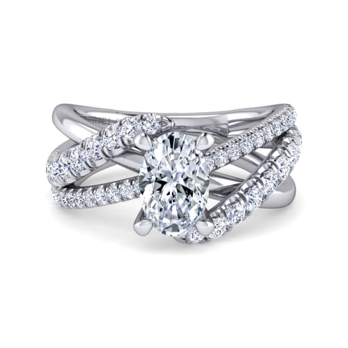 Platinum Oval Free Form Diamond Engagement Ring