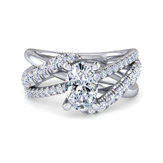 Gabriel - Platinum Oval Free Form Diamond Engagement Ring