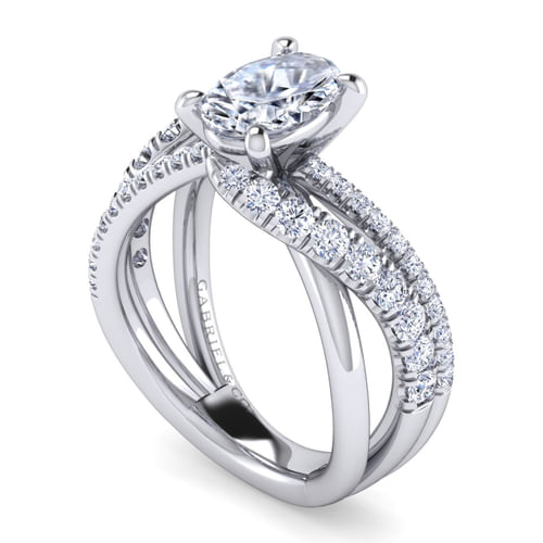 Platinum Oval Free Form Diamond Engagement Ring