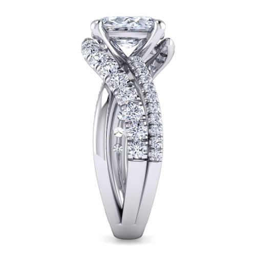 Platinum Oval Free Form Diamond Engagement Ring