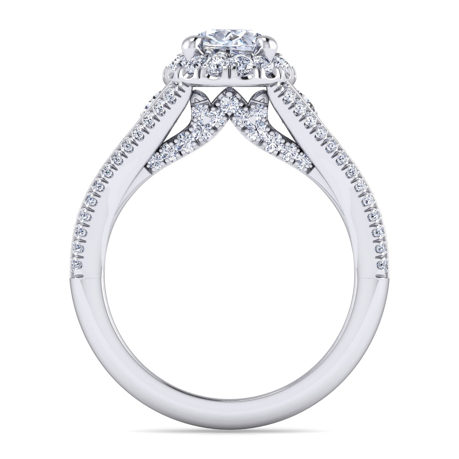 Platinum Oval Halo Diamond Channel Set Engagement Ring