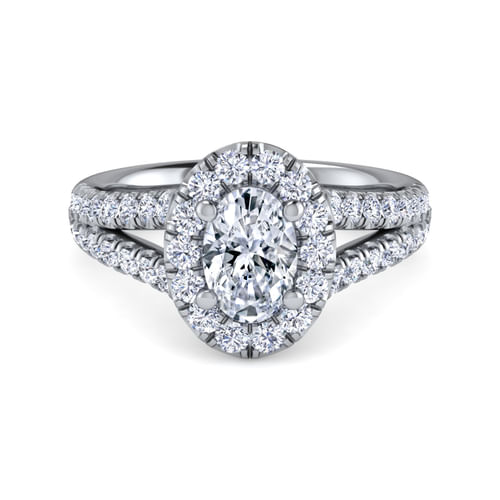 Platinum Oval Halo Diamond Engagement Ring