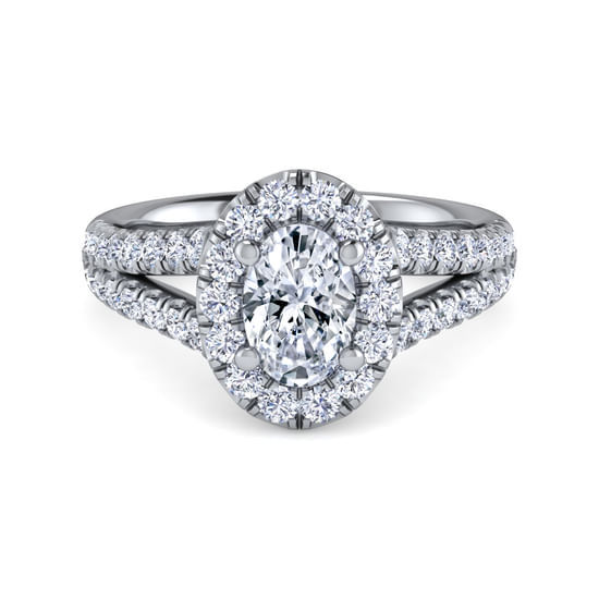 Gabriel - Platinum Oval Halo Diamond Engagement Ring
