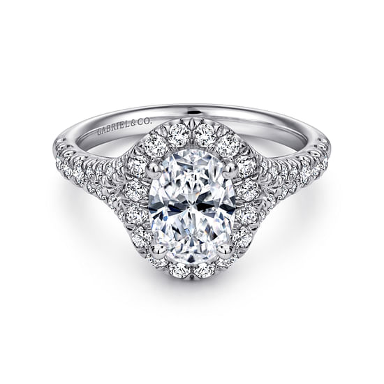 Gabriel - Platinum Oval Halo Diamond Engagement Ring