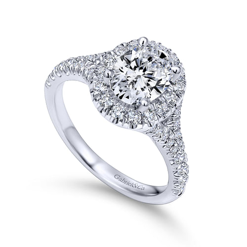 Platinum Oval Halo Diamond Engagement Ring