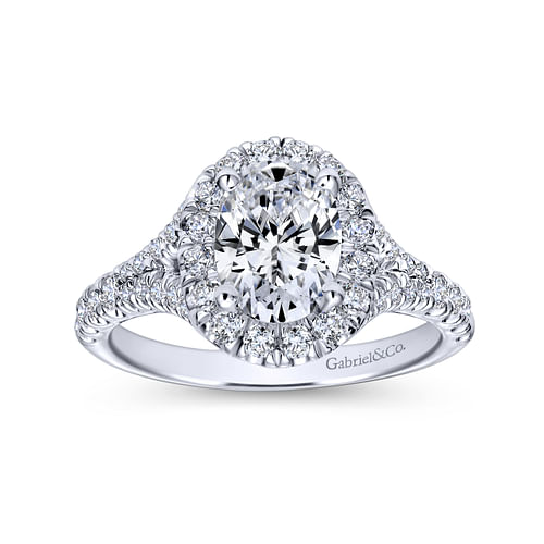 Platinum Oval Halo Diamond Engagement Ring