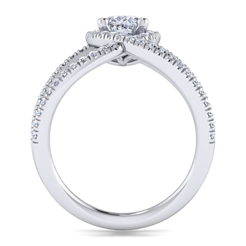 Platinum Oval Halo Diamond Engagement Ring