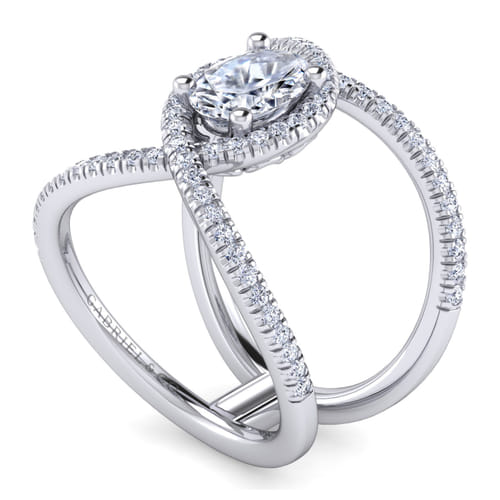 Platinum Oval Halo Diamond Engagement Ring