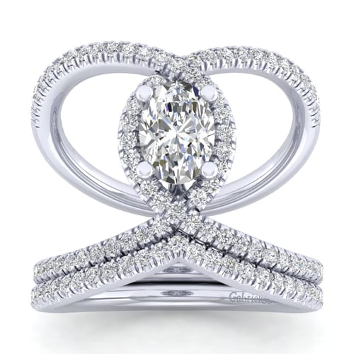 Platinum Oval Halo Diamond Engagement Ring