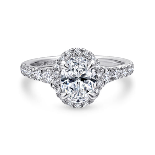 Platinum Oval Halo Diamond Engagement Ring