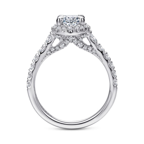 Platinum Oval Halo Diamond Engagement Ring