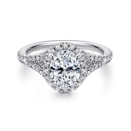 Platinum Oval Halo Diamond Engagement Ring