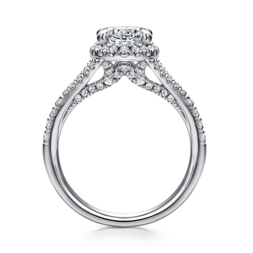 Platinum Oval Halo Diamond Engagement Ring