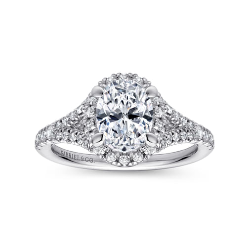Platinum Oval Halo Diamond Engagement Ring