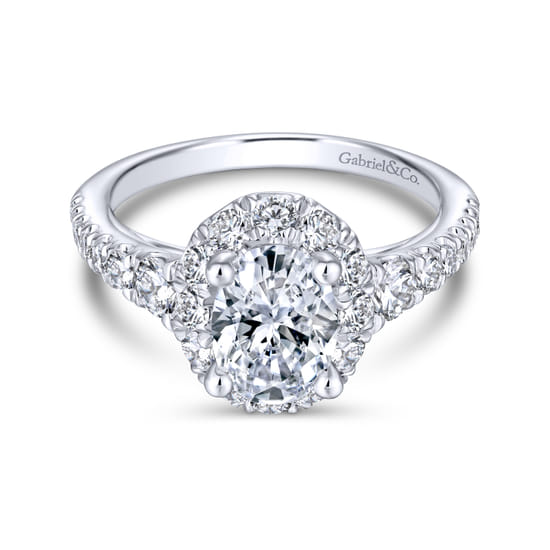 Gabriel - Platinum Oval Halo Diamond Engagement Ring