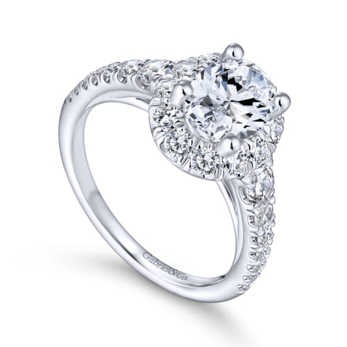 Platinum Oval Halo Diamond Engagement Ring