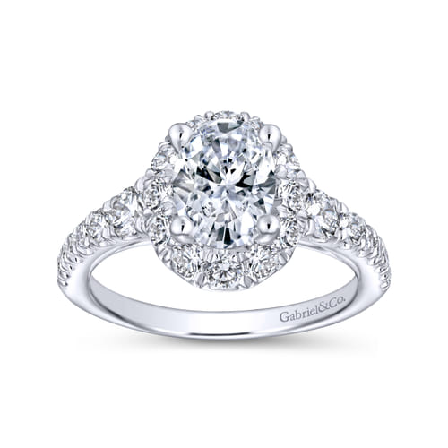 Platinum Oval Halo Diamond Engagement Ring