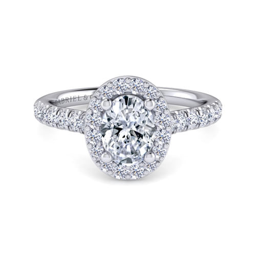 Platinum Oval Halo Diamond Engagement Ring
