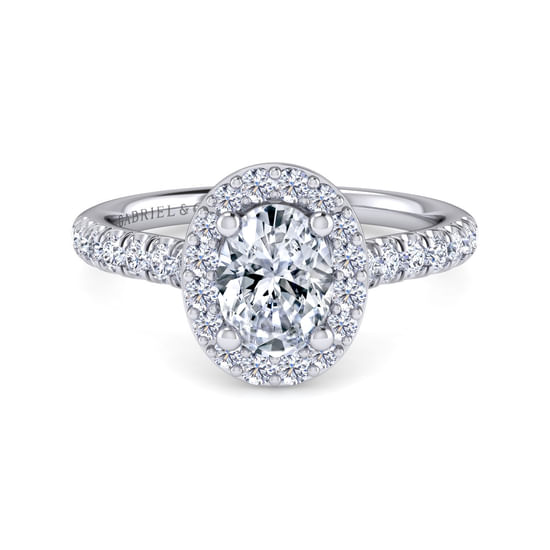 Gabriel - Platinum Oval Halo Diamond Engagement Ring