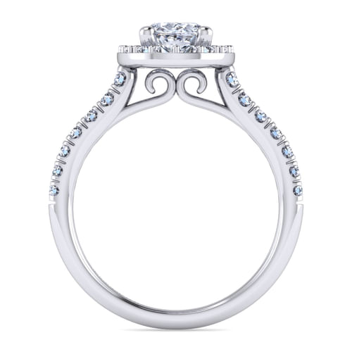 Platinum Oval Halo Diamond Engagement Ring