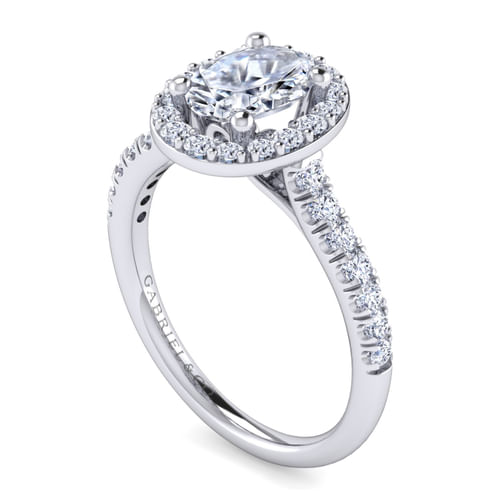 Platinum Oval Halo Diamond Engagement Ring