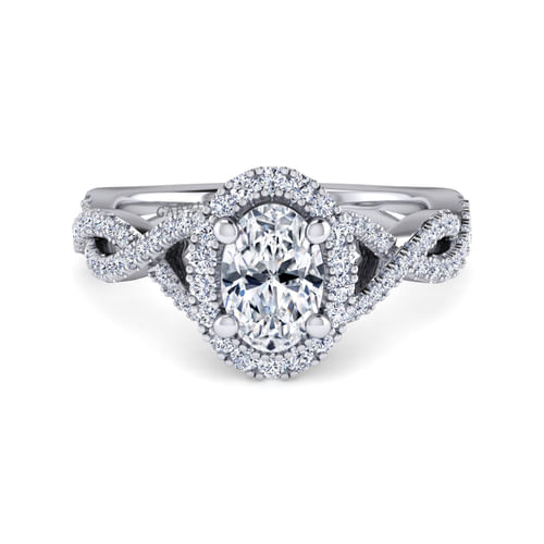 Platinum Oval Halo Diamond Engagement Ring