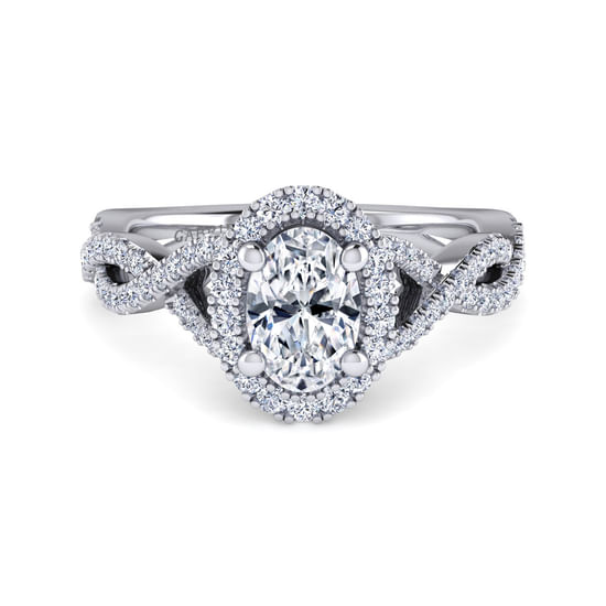Gabriel - Platinum Oval Halo Diamond Engagement Ring