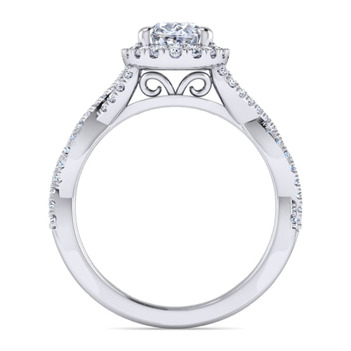 Platinum Oval Halo Diamond Engagement Ring