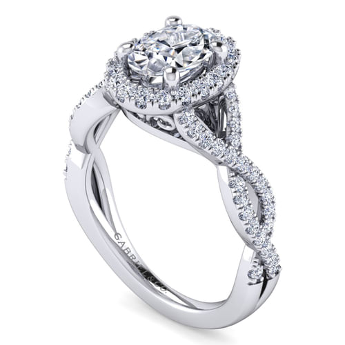 Platinum Oval Halo Diamond Engagement Ring