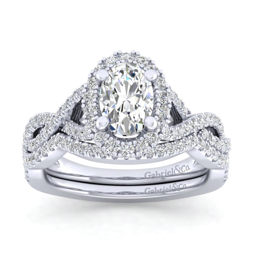 Platinum Oval Halo Diamond Engagement Ring