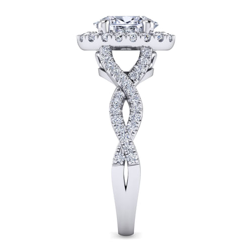 Platinum Oval Halo Diamond Engagement Ring