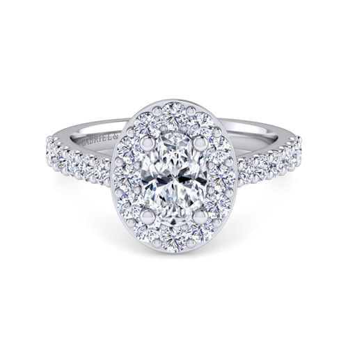 Platinum Oval Halo Diamond Engagement Ring
