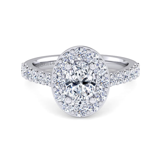 Gabriel - Platinum Oval Halo Diamond Engagement Ring