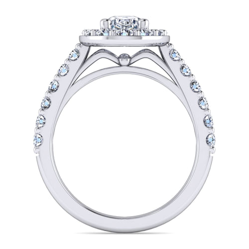 Platinum Oval Halo Diamond Engagement Ring