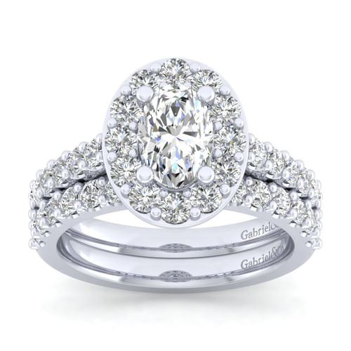 Platinum Oval Halo Diamond Engagement Ring